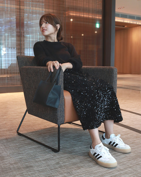 画像をギャラリービューアに読み込む, 低身長スカート/小柄スカート/低身長スカート/お直しいらず/低身長用/小柄用/低身長用ボトム/スパンコールスカート/小柄用スパンコールスカート/キラキラ/韓国