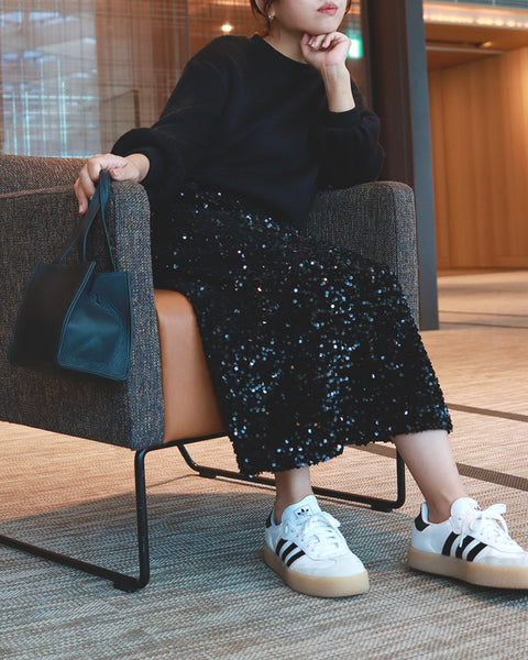 画像をギャラリービューアに読み込む, 低身長スカート/小柄スカート/低身長スカート/お直しいらず/低身長用/小柄用/低身長用ボトム/スパンコールスカート/小柄用スパンコールスカート/キラキラ/韓国