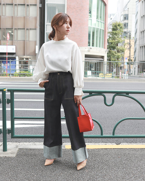 画像をギャラリービューアに読み込む, 低身長パンツ/低身長用ボトム/ボトム/デニムパンツ/小柄用/XSサイズ/SSサイズ/147㎝/低身長ブランド/低身長デニムパンツ/韓国風/小柄韓国/デニム/ロールアップデニム/低身長/小柄/小柄デニム