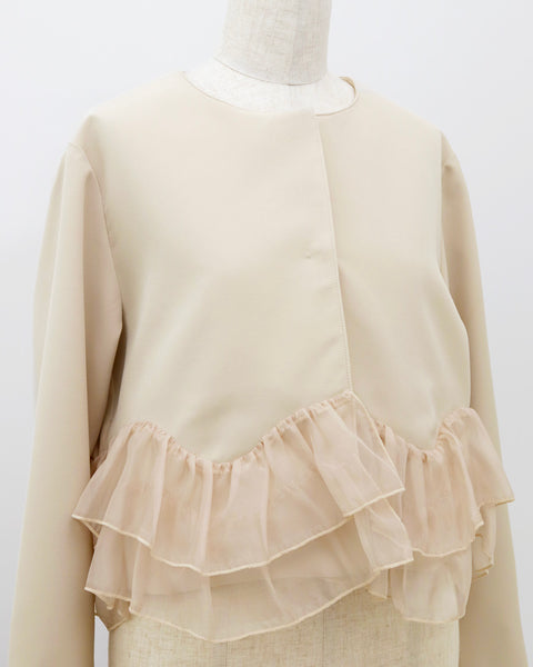 画像をギャラリービューアに読み込む, オーガンジーフリルジャケット(セットアップ可能)【738】