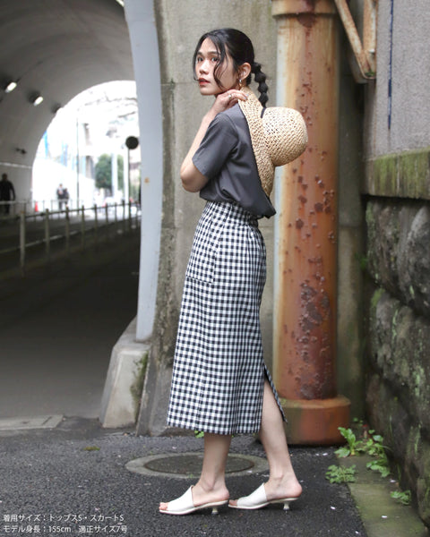 画像をギャラリービューアに読み込む, ギンガムIラインスカート【658】