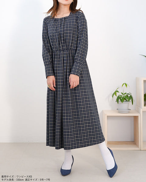 画像をギャラリービューアに読み込む, チェックタックギャザーワンピース【330】