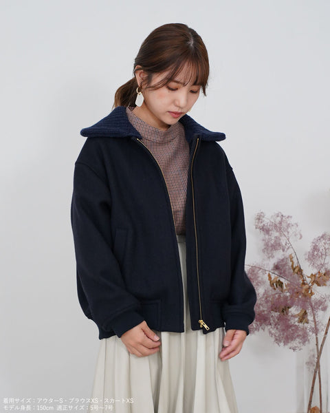 画像をギャラリービューアに読み込む, 2wayニット襟ブルゾン【313】