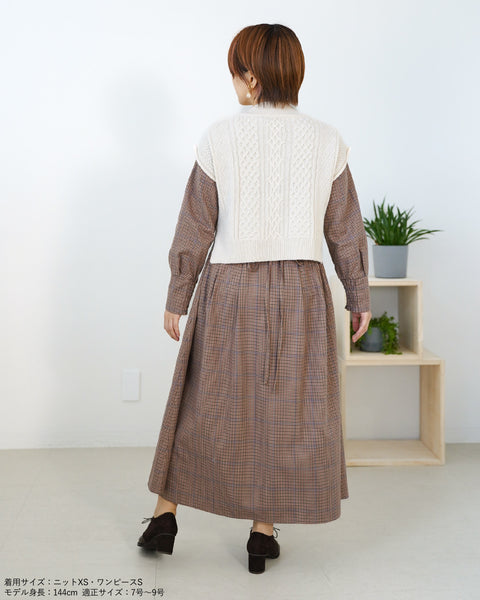 画像をギャラリービューアに読み込む, チェックタックギャザーワンピース【330】