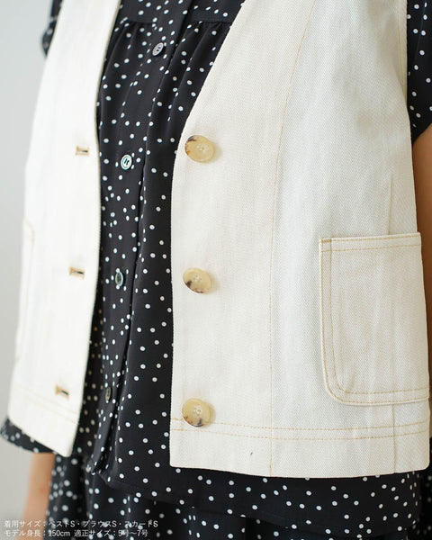 画像をギャラリービューアに読み込む, 小柄ジャケット/小柄ベスト/デニム/デニムベスト/小柄ベスト/Sサイズ/SSサイズ/低身長用/低身長ブランド