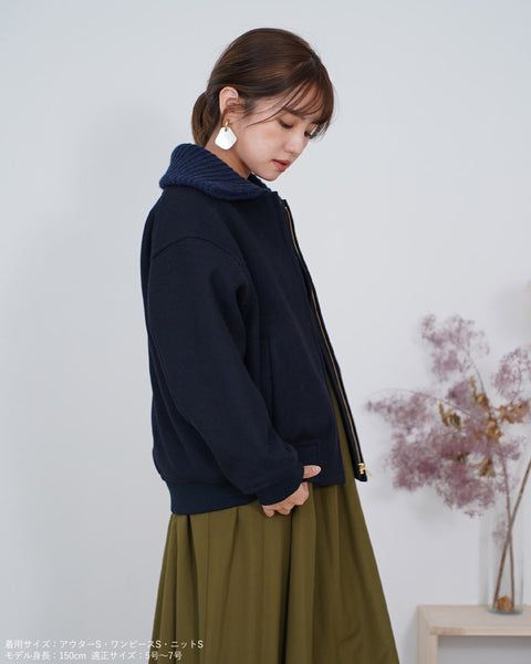 画像をギャラリービューアに読み込む, 2wayニット襟ブルゾン【313】