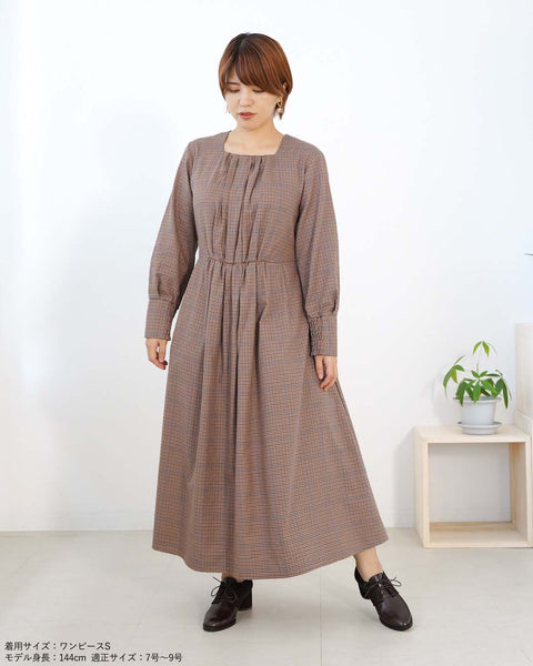 画像をギャラリービューアに読み込む, チェックタックギャザーワンピース【330】