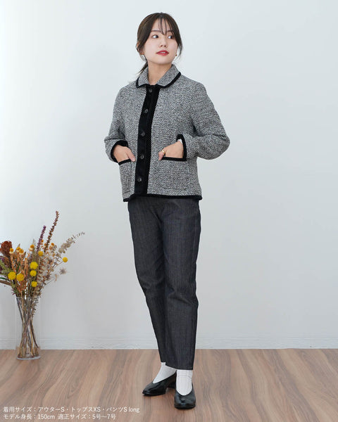 画像をギャラリービューアに読み込む, 丸襟ツイードジャケット【381】