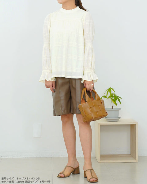 画像をギャラリービューアに読み込む, ベルト付フェイクレザーハーフパンツ【123】