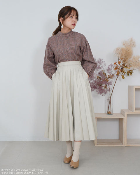 画像をギャラリービューアに読み込む, フェイクレザープリーツライクスカート【361】