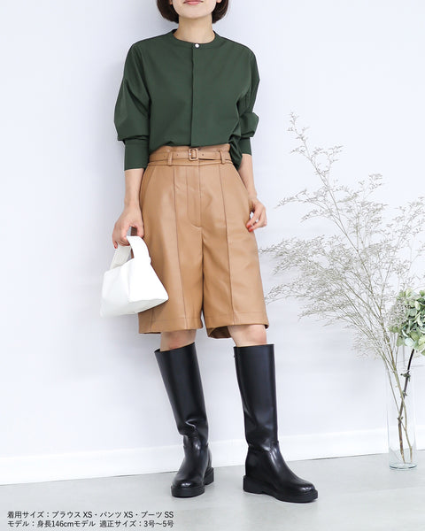 画像をギャラリービューアに読み込む, ベルト付フェイクレザーハーフパンツ【123】