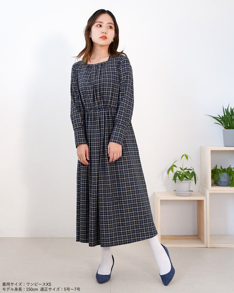 画像をギャラリービューアに読み込む, チェックタックギャザーワンピース【330】