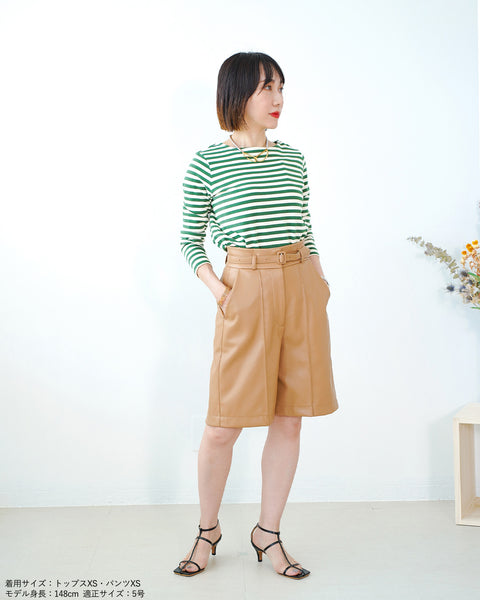 画像をギャラリービューアに読み込む, ベルト付フェイクレザーハーフパンツ【123】