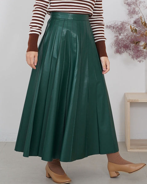 画像をギャラリービューアに読み込む, フェイクレザープリーツライクスカート【361】