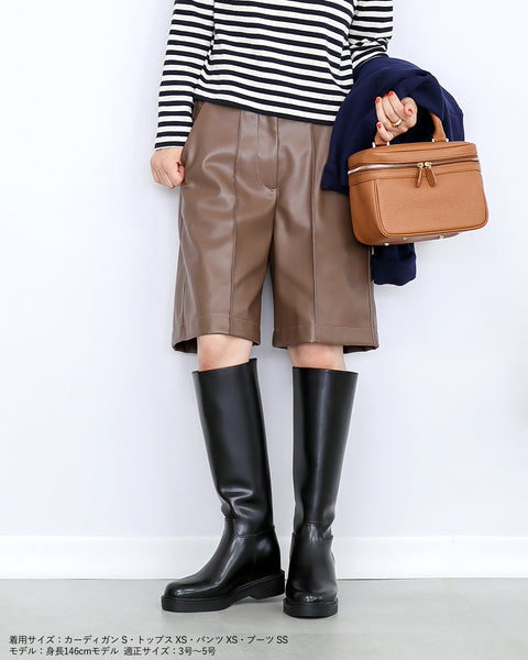 画像をギャラリービューアに読み込む, ベルト付フェイクレザーハーフパンツ【123】