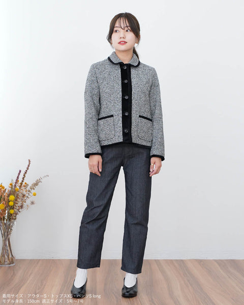 画像をギャラリービューアに読み込む, 丸襟ツイードジャケット【381】