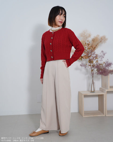 画像をギャラリービューアに読み込む, クロップドケーブルニットカーディガン【354】