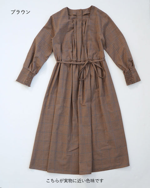 画像をギャラリービューアに読み込む, チェックタックギャザーワンピース【330】