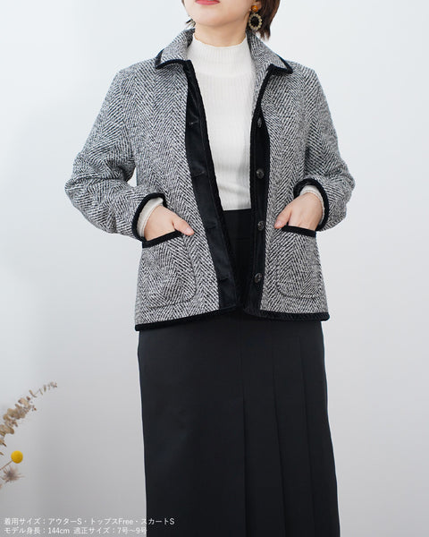 画像をギャラリービューアに読み込む, 丸襟ツイードジャケット【381】