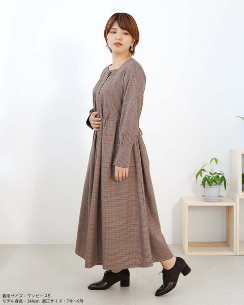 画像をギャラリービューアに読み込む, チェックタックギャザーワンピース【330】