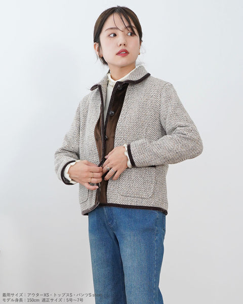 画像をギャラリービューアに読み込む, 丸襟ツイードジャケット【381】