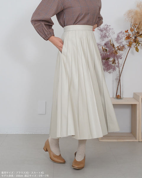 画像をギャラリービューアに読み込む, フェイクレザープリーツライクスカート【361】