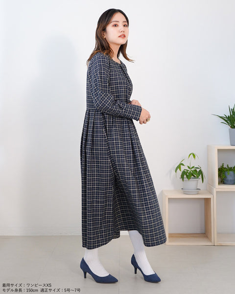 画像をギャラリービューアに読み込む, チェックタックギャザーワンピース【330】