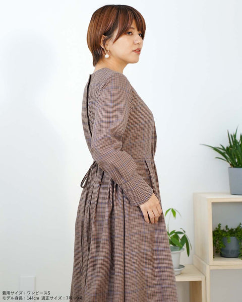 画像をギャラリービューアに読み込む, チェックタックギャザーワンピース【330】