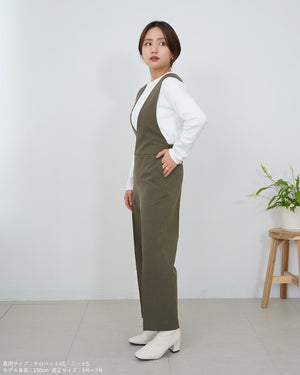 ウォッシャブルクロスサロペットパンツ【410】