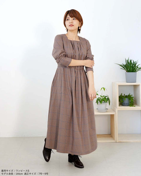 画像をギャラリービューアに読み込む, チェックタックギャザーワンピース【330】