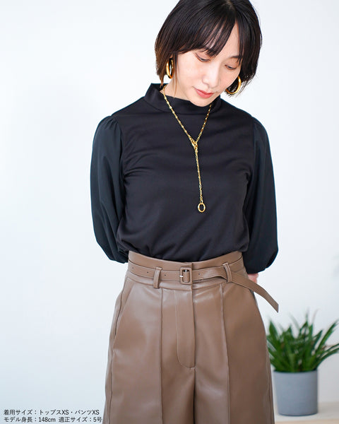 画像をギャラリービューアに読み込む, ベルト付フェイクレザーハーフパンツ【123】