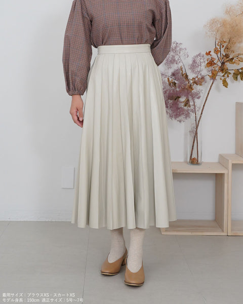 画像をギャラリービューアに読み込む, フェイクレザープリーツライクスカート【361】