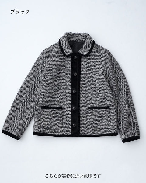 画像をギャラリービューアに読み込む, 丸襟ツイードジャケット【381】