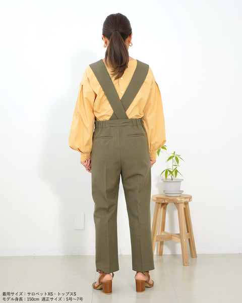 画像をギャラリービューアに読み込む, ウォッシャブルクロスサロペットパンツ【410】