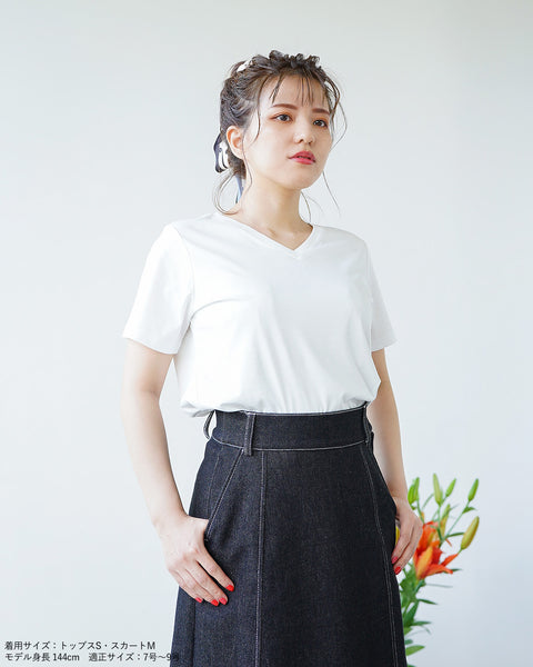 画像をギャラリービューアに読み込む, VネックシルケットTシャツ【294】