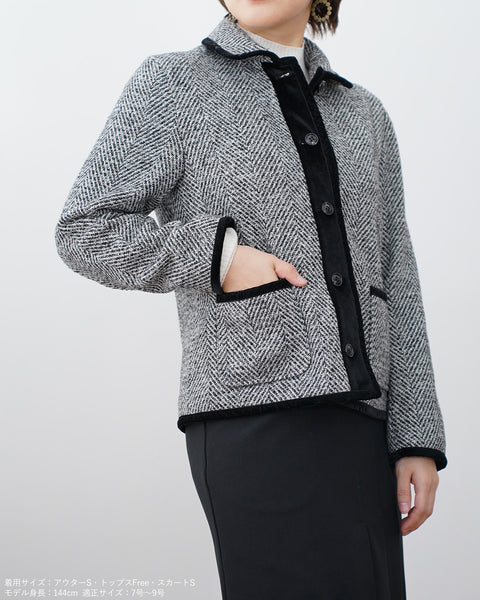 画像をギャラリービューアに読み込む, 丸襟ツイードジャケット【381】