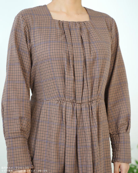 画像をギャラリービューアに読み込む, チェックタックギャザーワンピース【330】