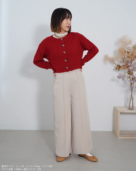 画像をギャラリービューアに読み込む, クロップドケーブルニットカーディガン【354】