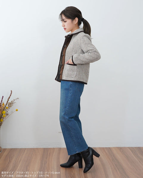 画像をギャラリービューアに読み込む, 丸襟ツイードジャケット【381】