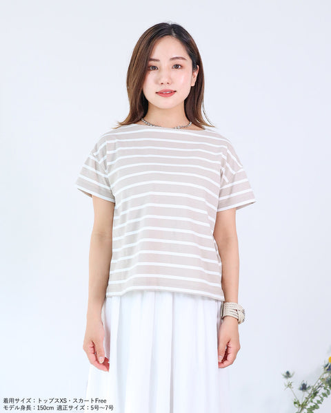 画像をギャラリービューアに読み込む, ドロップショルダーボーダーTシャツ【229】