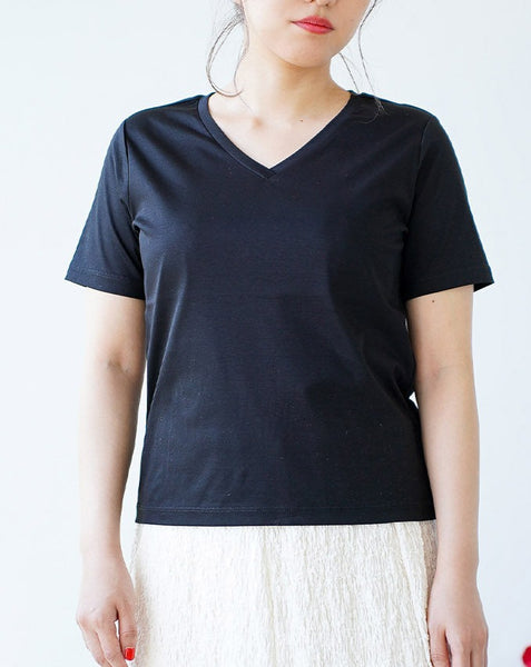 画像をギャラリービューアに読み込む, VネックシルケットTシャツ【294】