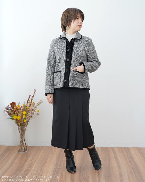 画像をギャラリービューアに読み込む, 丸襟ツイードジャケット【381】