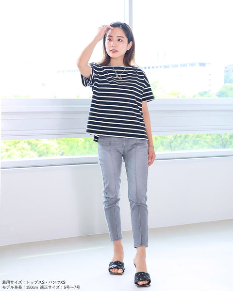 画像をギャラリービューアに読み込む, ドロップショルダーボーダーTシャツ【229】