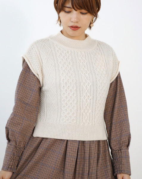 画像をギャラリービューアに読み込む, 柄あみニットベスト【342】