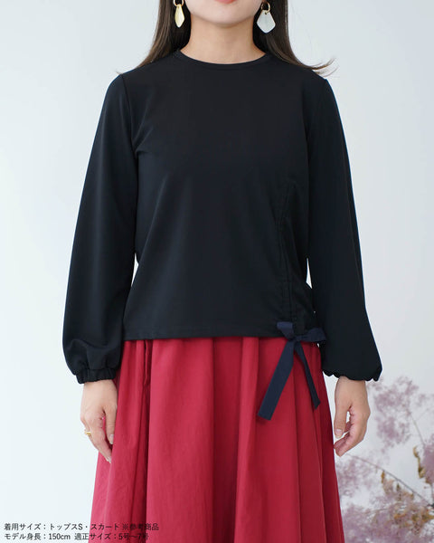 画像をギャラリービューアに読み込む, ドロストリボン綺麗めトップス【323】