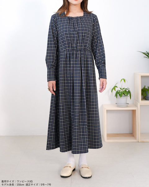 画像をギャラリービューアに読み込む, チェックタックギャザーワンピース【330】