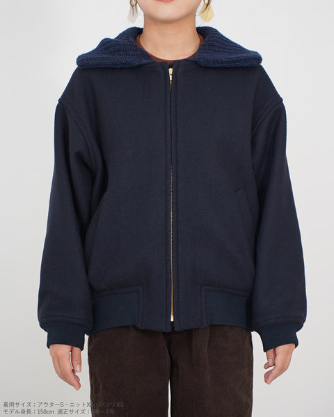 画像をギャラリービューアに読み込む, 2wayニット襟ブルゾン【313】