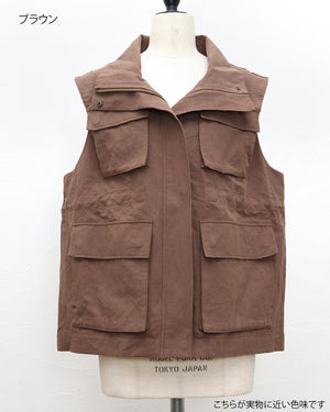 《4/5(日)23:59までSET割》リネンコットンサファリベスト(セットアップ可能)【860】