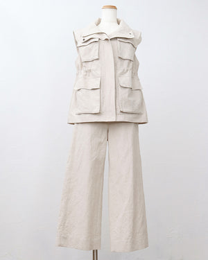 《4/5(日)23:59までSET割》リネンコットンサファリベスト(セットアップ可能)【860】