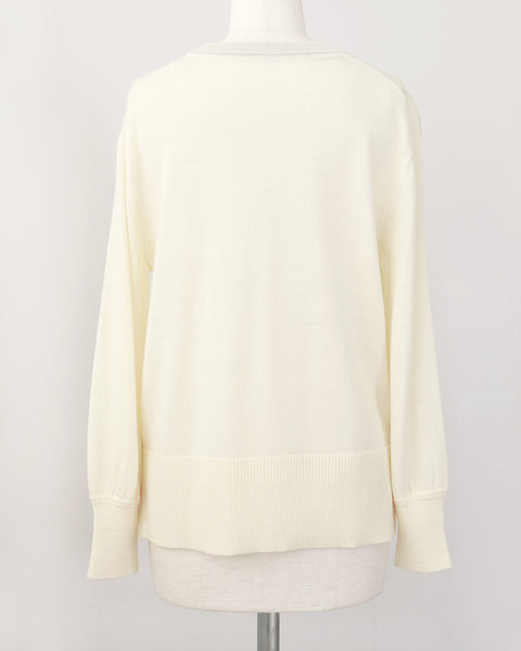 画像をギャラリービューアに読み込む, カーデ風ストール付きクルーネックウールニット(セットアップ可能)【846】
